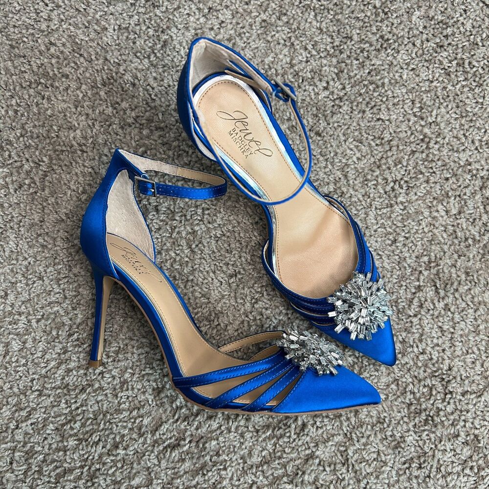 Badgley Mischka Jewel Violette Crystal Pointed Stiletto Heels Sz 7.5 7 1/2